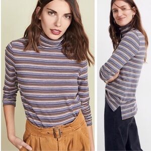 Madewell Whisper Cotton Turtleneck in Nealy Stripe